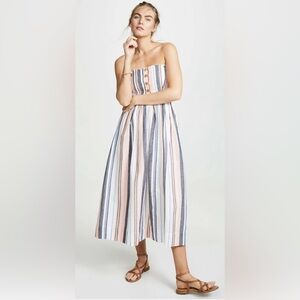 {Free People} Lilah Multi Striped Pleated Midi Dress